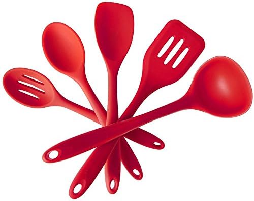 Premium Silicone Kitchen Utensil Set by Xiety,Hygienic Solid Coating,Set of 5