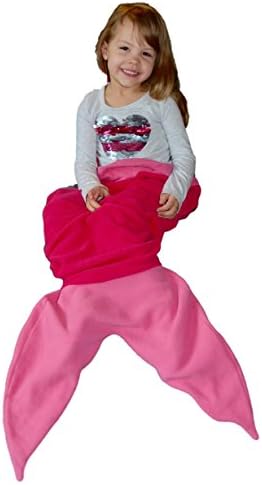 Mermaid Tail Blanket Softest Comfy Cozy Fleece for Kids (Pink &amp; Hot Pink)