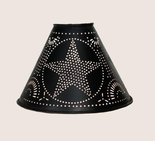 Black Star Punched Tin Lamp Shade, Clips on Torpedo Light Bulb, 2" x 6" x 4"