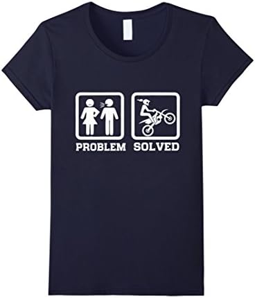 Women's Problem Solved - Dirtbike T-shirt Small Navy