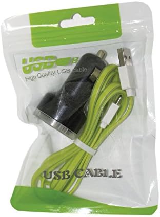 High Quality USB Cable &amp; Car Charger Combo, Sync and charge Cable &amp; Car Charger for Android [12 Month Warranty] (Green)