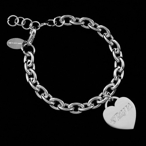 Toronto Blue Jays Ladies Silver Heart Charm Bracelet