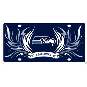 Seattle Seahawks Flame design Styrene License Plate. Officially Licensed NFL Plate For all Car / SUV / Truck
