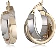 Duragold 14k Yellow and White Gold Crossover Hoop Earrings