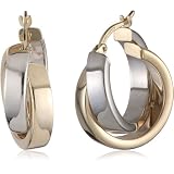 Duragold 14k Yellow and White Gold Crossover Hoop Earrings ~ Amazon.com Collection