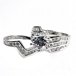 Sterling Silver w/ CZ Ring - Size: 6-9 - Clear CZ
