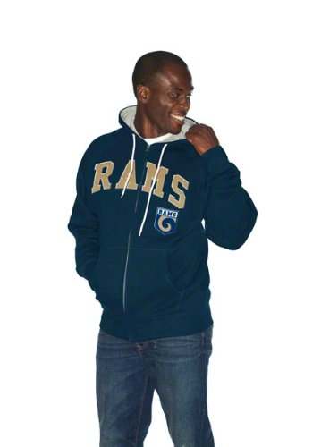 St. Louis Rams Navy Blue Step One Full Zip Hoodie Sweatshirt (XL)
