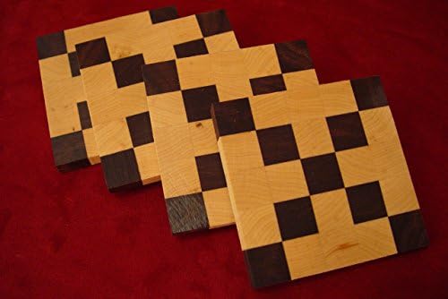 Wood Coaster Set Checkerboard