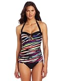 Ocean Avenue Womens Zip Line Ring Bandeau Tankini