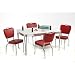 Retro Dining Set in Bright Chrome Vinyl: Omni Scarlet