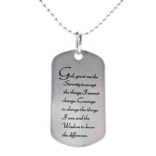 Serenity Prayer Stainless Steel Dog Tag Necklace