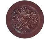 Round Leather Chair Seat Walnut 12