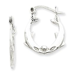 Sterling Silver Kissing Dolphins Hoop Earrings