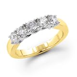 14K Yellow Gold 1/2 ctw. Five - Stone Diamond Wedding / Anniversary Band (I-J;I1-2)