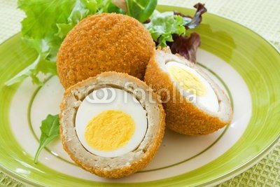 Wallmonkeys Peel and Stick Wall Decals - Scotch Eggs on a Plate with a Green Salad - 24W x 16H Removable Graphic