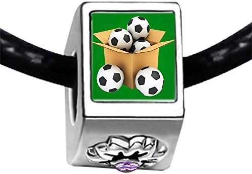 UEFA Euro 2012 soccer ball in the box Light Amethyst Crystal June Birthstone Flower Charm Bracelets
