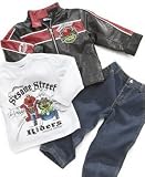 Nannette Little Boy Elmo 3 Pc Faux Leather Jacket Set