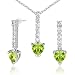 Debonair Style 2.75 carats Heart Shape Peridot Pendant Earrings Set in Sterling Silver