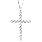 14K White Gold Mens Diamond Cross Pendant 1.00 Ctw