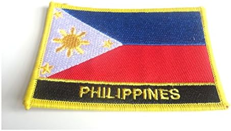 Phillippines Patch , 2.5 x 3.5 Iron On Embroidered Patch (gold border)