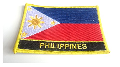 Phillippines Patch , 2.5 x 3.5 Iron On Embroidered Patch (gold border)