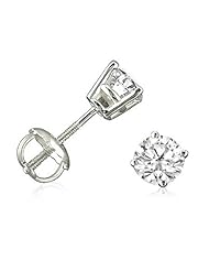 1/2ct tw IGI Certified Diamond Stud Earrings in 14K White Gold with IGI Gift Box