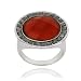 Sterling Silver Marcasite and Faceted Round Carnelian Ring, Size 9