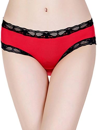 HLHMarket Women's Lace Trimmed Bare Back Panties Red
