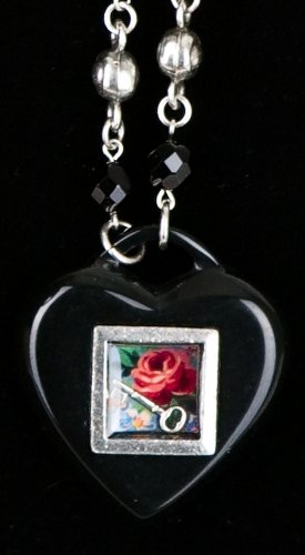 Classic Hardware Curious Heart Key With Rose Necklace - Black