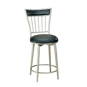 Silver Finish Black Benson Swivel Counter Stool 