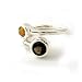Ag Silver Smokey Quartz & Citrine Ring