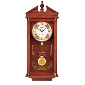 Seiko Wall Pendulum Clock Dark Brown Solid Oak Case #QXH107BLH