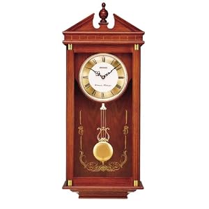 Seiko Wall Pendulum Clock Dark Brown Solid Oak Case by