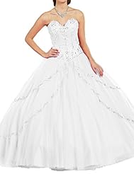 Floor Length Tulle Sweetheart Beaded Lace-Up   Ball Gown Quinceanera Dress 