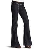 Vanilla Star Juniors' Rinse Bell Bottom Jean With Peace Sign Chain Belt
