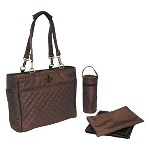N'Orleans Diaper Tote in Quilted Chocolate and Chocolate Stitching