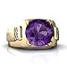 14K Yellow Gold Round Genuine Amethyst Men's Men's Ring Size 9