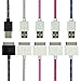 Boxeroo Bundle of 5 Extra long(6 feet/2m) Nylon Braided Tangle-Free USB Data Cable Sync Cord for iPhone 4S 4 3GS 3G iPod Touch 1 2 3 iPad 1 2 3 (Black/White/Pink/Purple/Hot Pink)