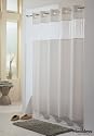 Viewtop FABRIC Shower Curtain HOOKLESS - WHITE with Clear Top