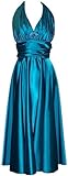 Marilyn Satin Halter Bridesmaid Dress Junior Plus Size Holiday Prom Gown, XL, Teal Marilyn Satin Halter Bridesmaid Dress Junior Plus Size Holiday Prom Gown, XL, Teal