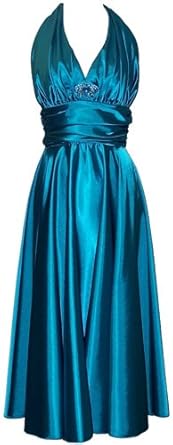 Marilyn Satin Halter Bridesmaid Dress Junior Plus Size Holiday Prom Gown