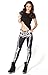 Ensasa Women's Fashion Digital Print Black White Skeleton Spandex Leggings (One Size)