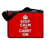 Insomniac Arts - Keep Calm and Carry On Messenger & Laptop Bag - Red - One Size