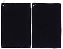 Set of Two Heavy 16x25 Black Golf Towels W/grommet and Hook