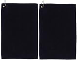 Set of Two Heavy 16x25 Black Golf Towels W/grommet and Hook