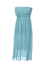 Strapless Polka Dot Print Summer Sheer Vintage  Dress