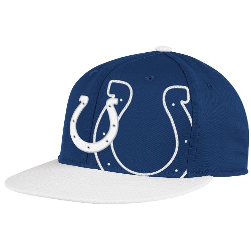NFL Men's Indianapolis Colts End Zone 2 In 1 Flat Visor Flex Hat - Tw80Z (Blue, Large/X-Large)