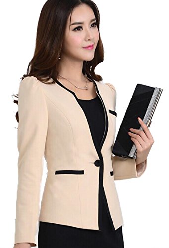 WellMiss レディース ブレザー スーツ コート 長袖 一つボタン ノーカラー フォーマルスーツ ジャケット 単品 エレガント 着痩せ 上着 通勤 OL オフィス レディース スーツ 通勤 オフィス 同窓会 仕事 入学式 卒業式 入園式 OL 宮参り ブラック 黒 杏 S/M/L/XL/2XL/3XL