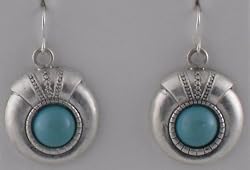 Silver Circle with Turquoise Resin Inlay Earrings