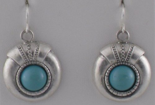 Silver Circle with Turquoise Resin Inlay Earrings